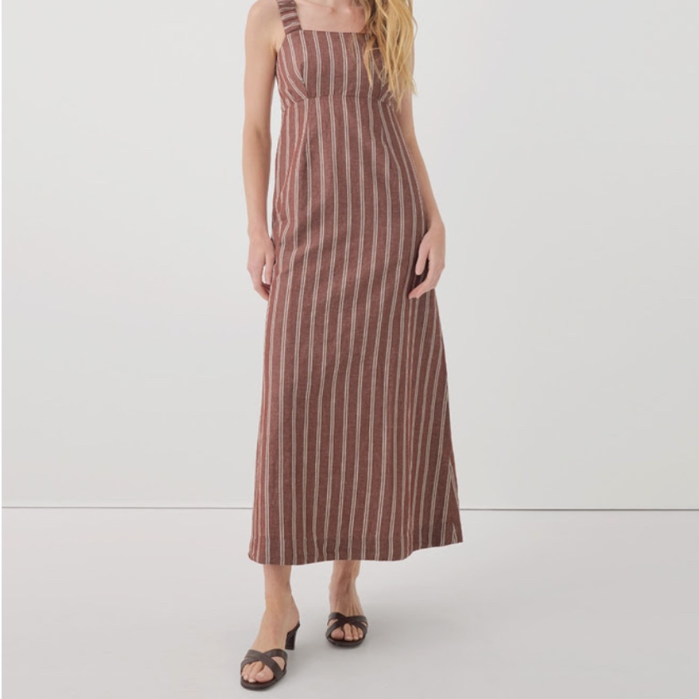 NWT Women's Mahogany Stripe Canopy Linen Blend Tank Dress M